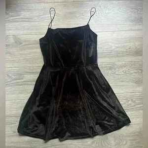 Urban Outfitters Little Black Velvet Spaghetti Strap Mini Dress Size M